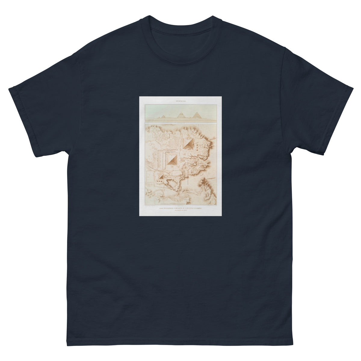 Navy T-shirt Topographic Map Of Part Of The Memphite Necropolis Pyramids Of Giza Essential