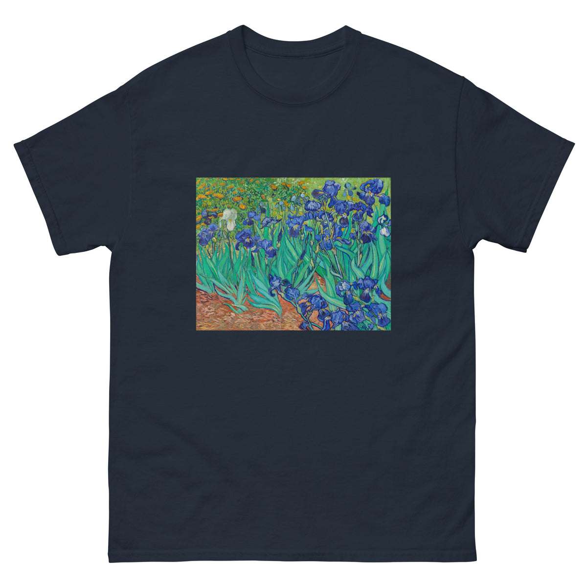 Navy T-shirt Vincent Van Gogh S Irises Famous Painting Essential