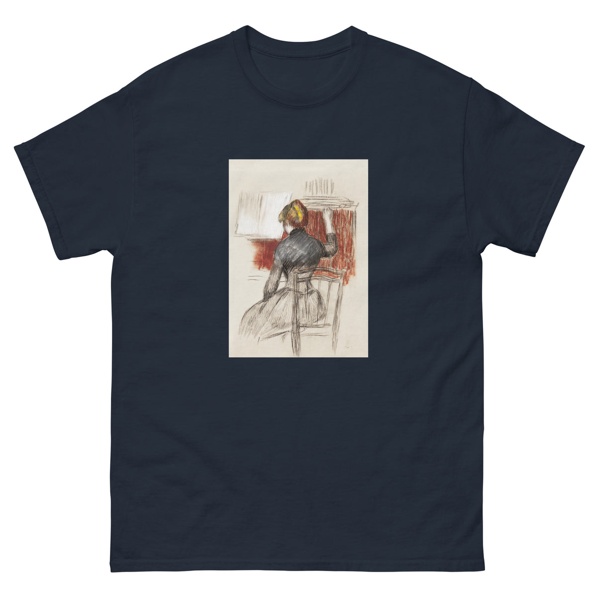 Navy T-shirt Woman At A Piano Essential