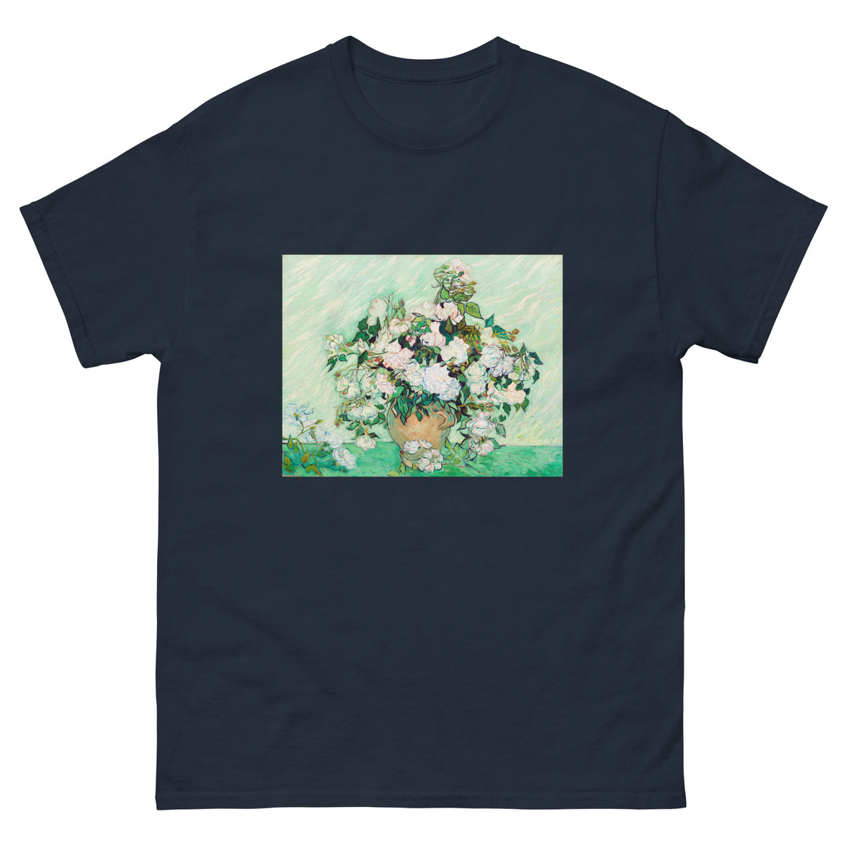 Navy T-shirt Roses Van Gogh Nga Essential