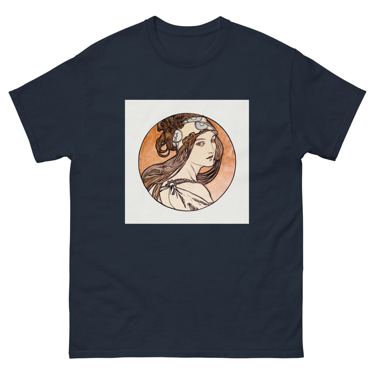 Navy T-shirt Stained Glass Fouquet Mucha I Essential