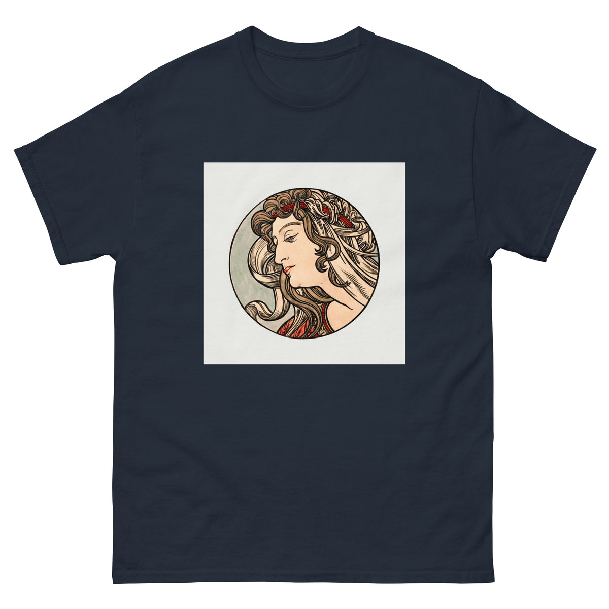 Navy T-shirt Stained Glass Fouquet Mucha V Essential