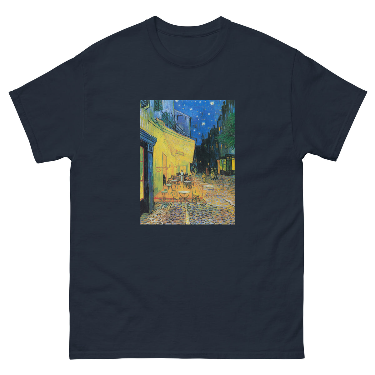 Navy T-shirt Vincent Van Gogh S Cafe Terrace At Night Famous Painting Essential