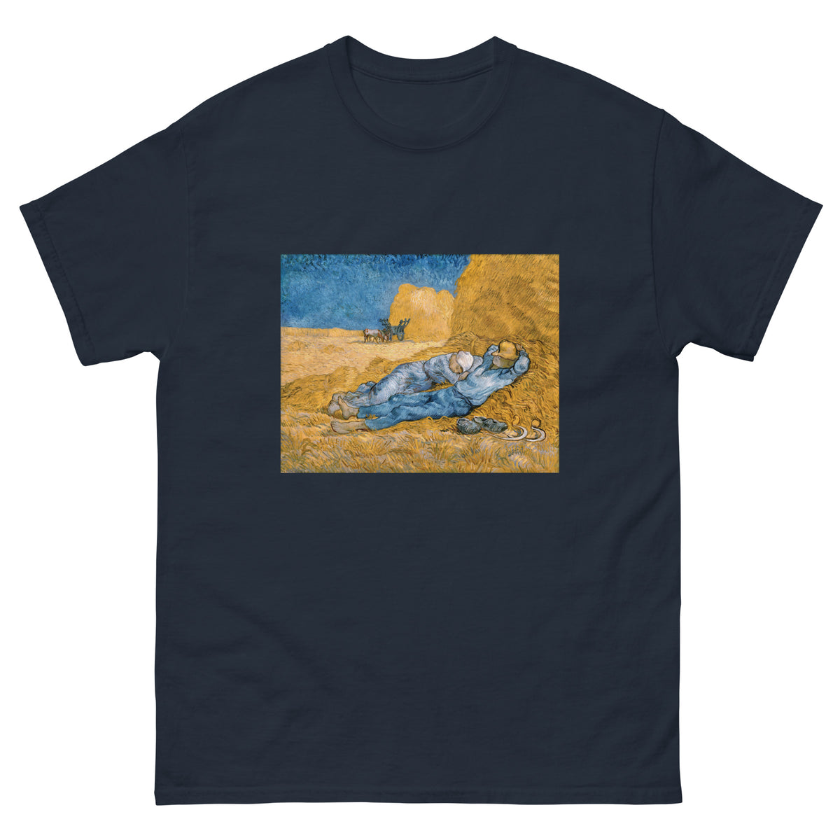 Navy T-shirt Vincent Van Gogh S The Siesta Famous Painting Essential
