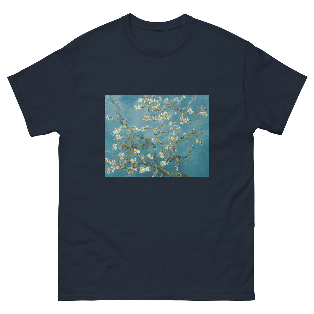 Navy T-shirt Vincent Van Gogh S Almond Blossom Famous Painting Essential