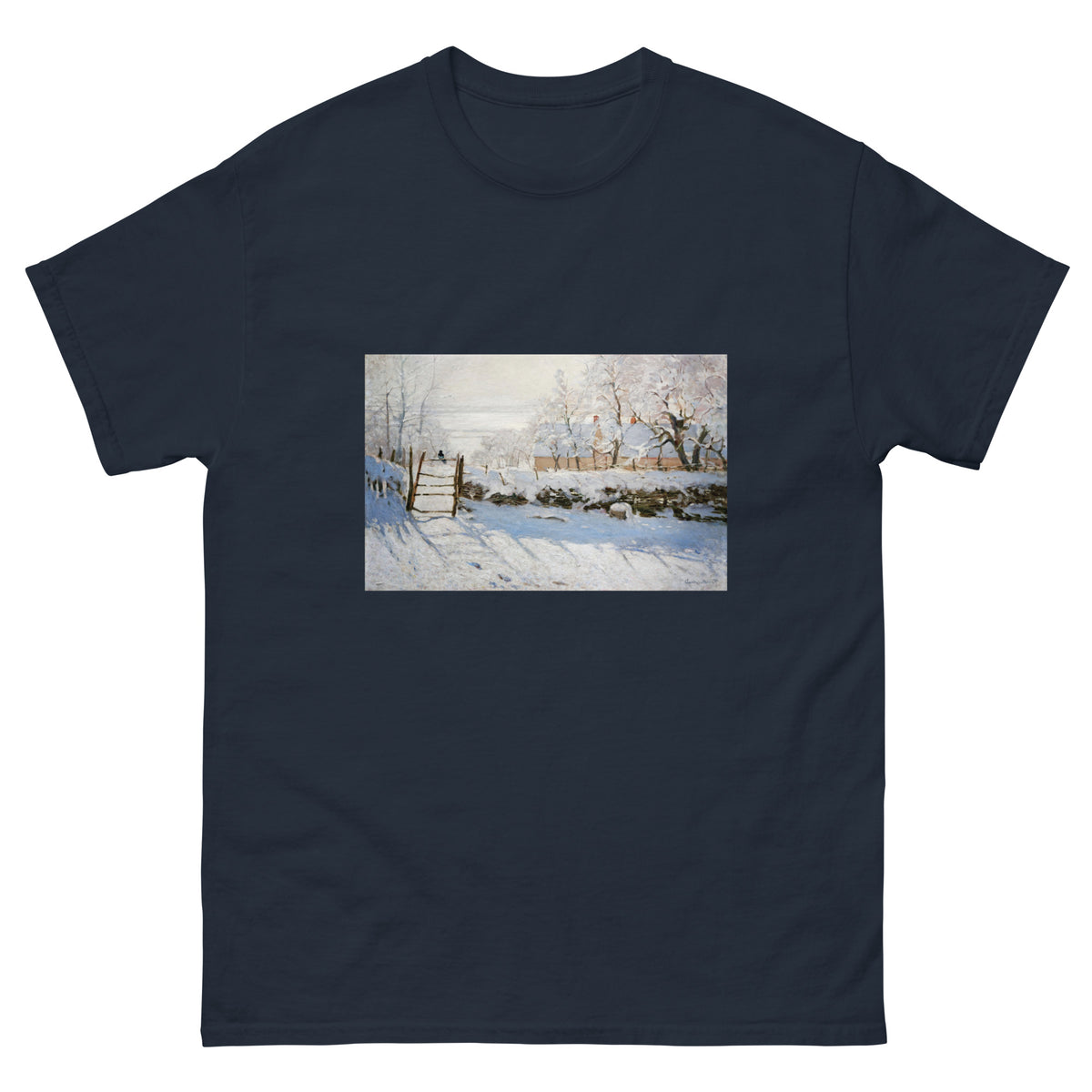 Navy T-shirt Claude Monet S The Magpie Famous Painting Essential
