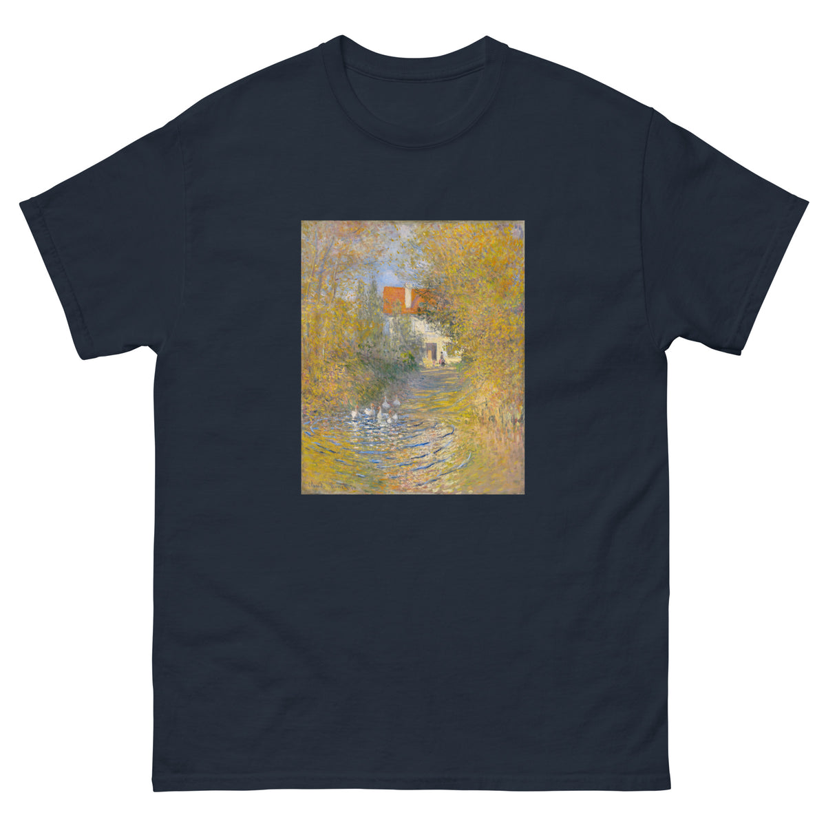 Navy T-shirt Claude Monet S The Geese Famous Painting Essential