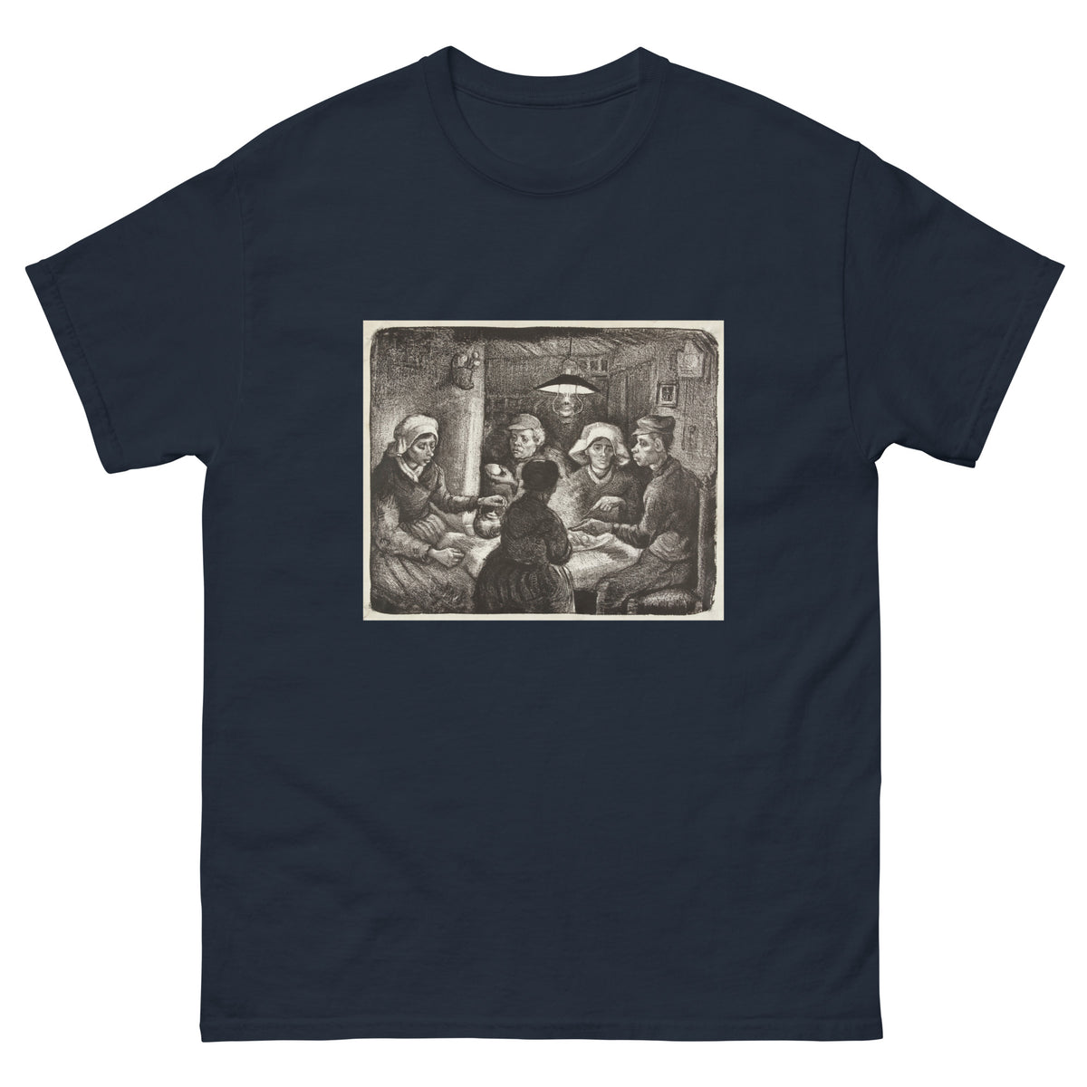 Navy T-shirt Composition Lithograph Of The Potato Eaters De Aardappeleters 1885 Essential