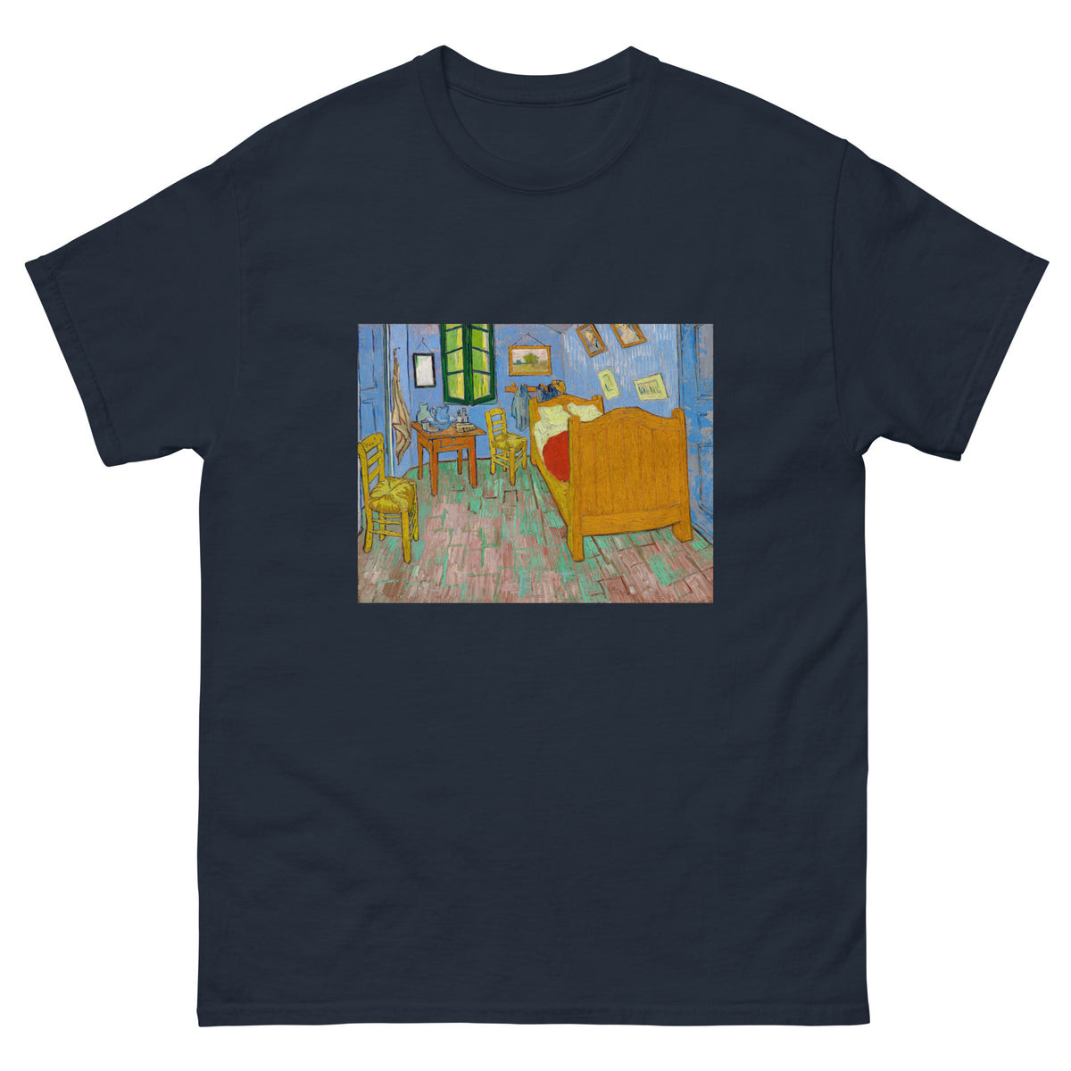 Navy T-shirt Vincent Van Gogh S The Bedroom Famous Painting Essential