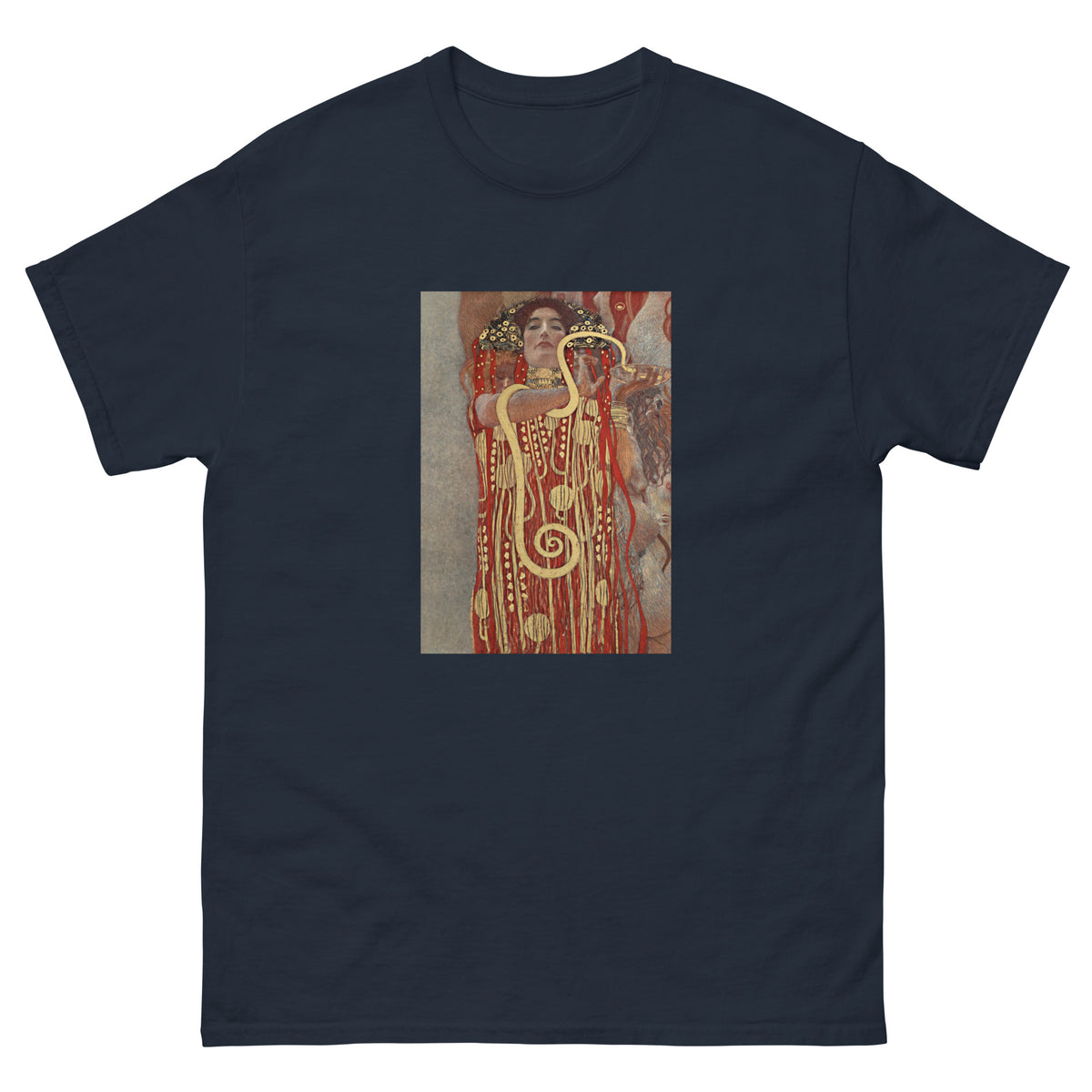 Navy T-shirt Gustav Klimt Hygieia Famous Painting Essential