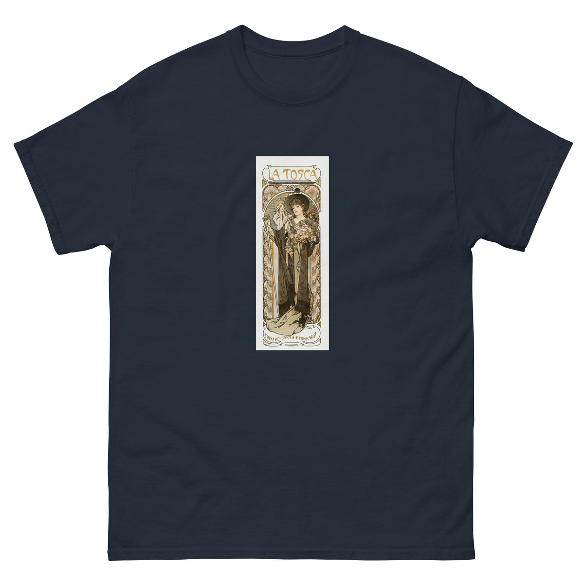 Navy T-shirt La Tosca Sarah Bernhardt - Alphonse Maria Mucha 1869 Essential