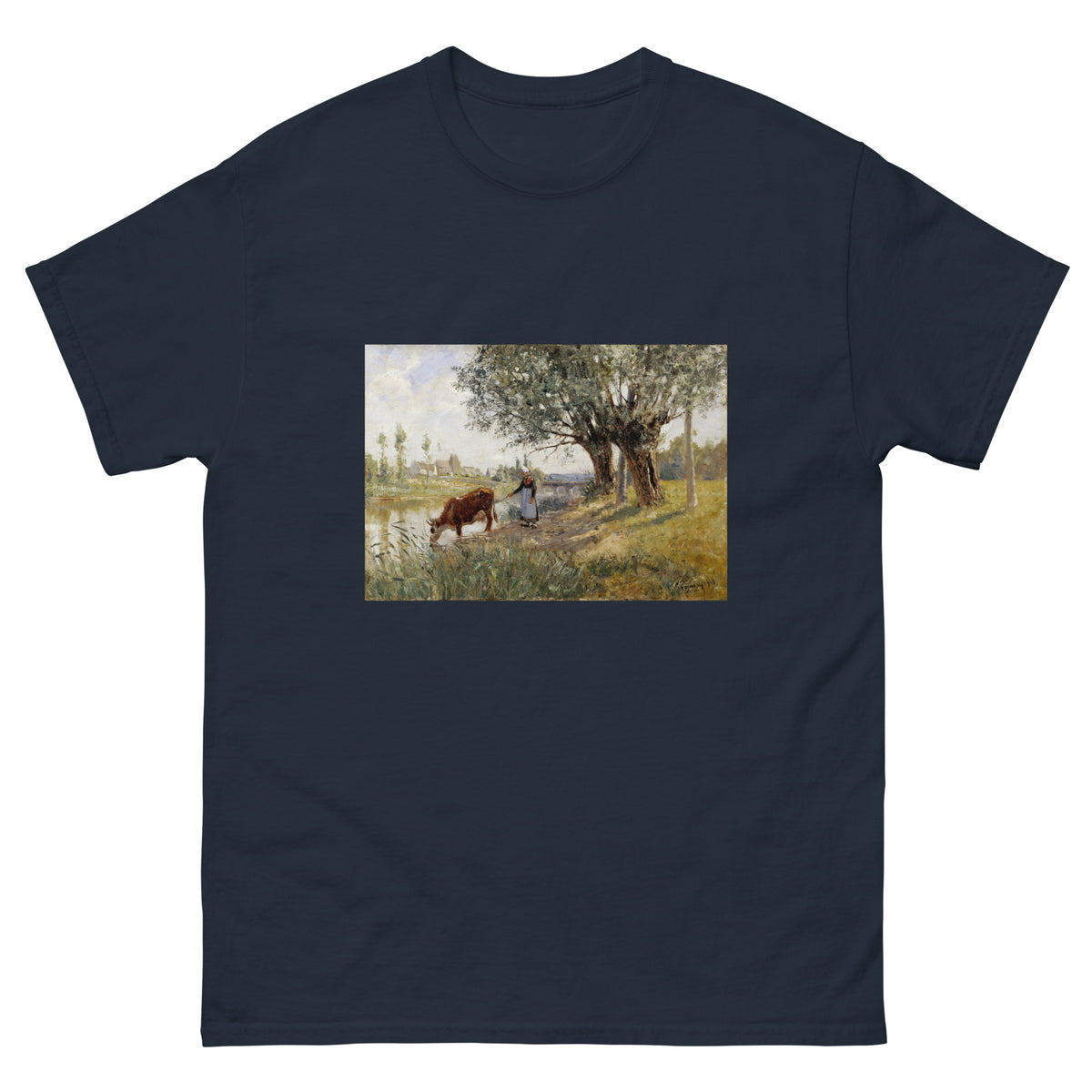 Navy T-shirt Countryside Near Grez-Sur-Loing Painting In High Resolution Essential