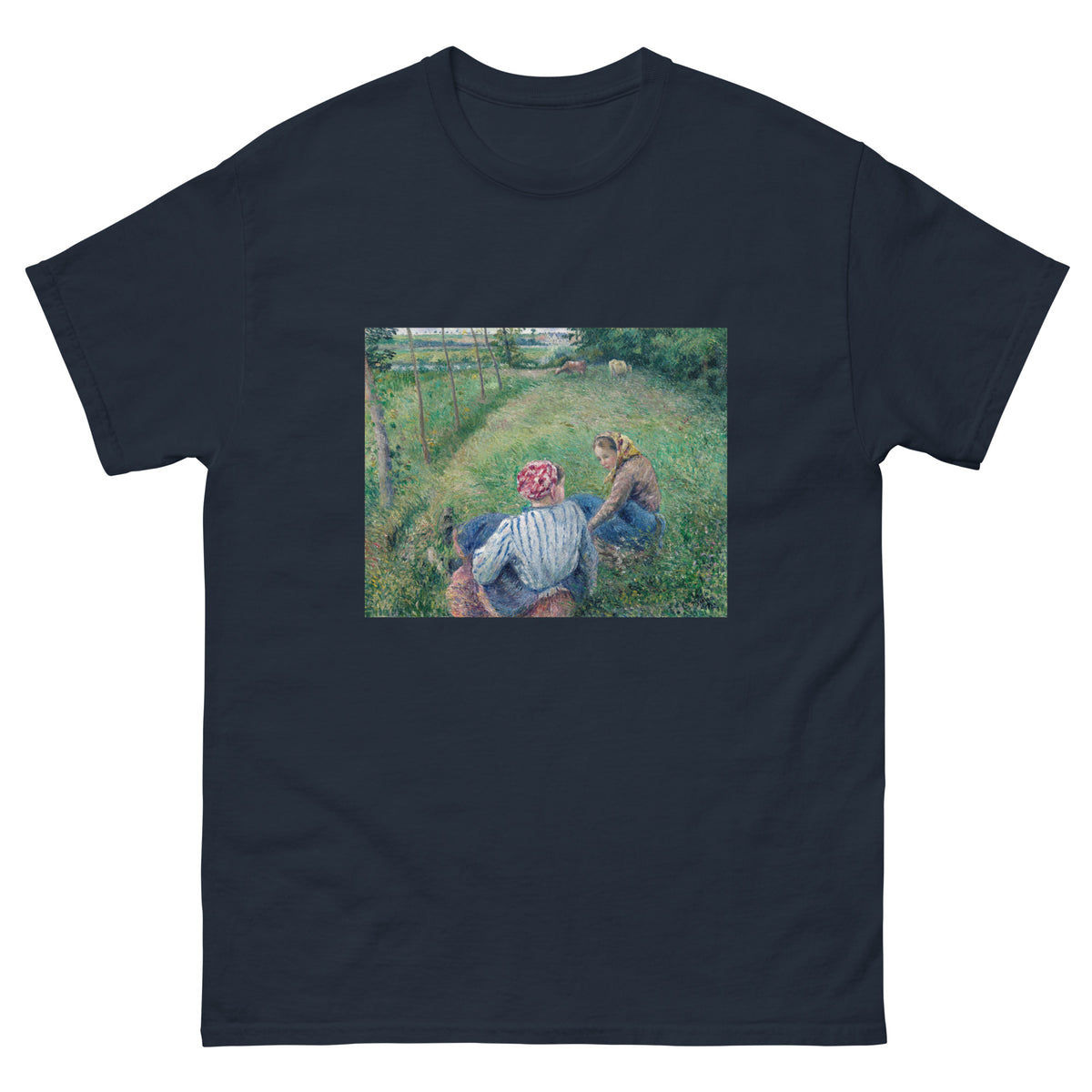 Navy T-shirt Young Peasant Girls Resting In The Fields Near Pontoise Essential