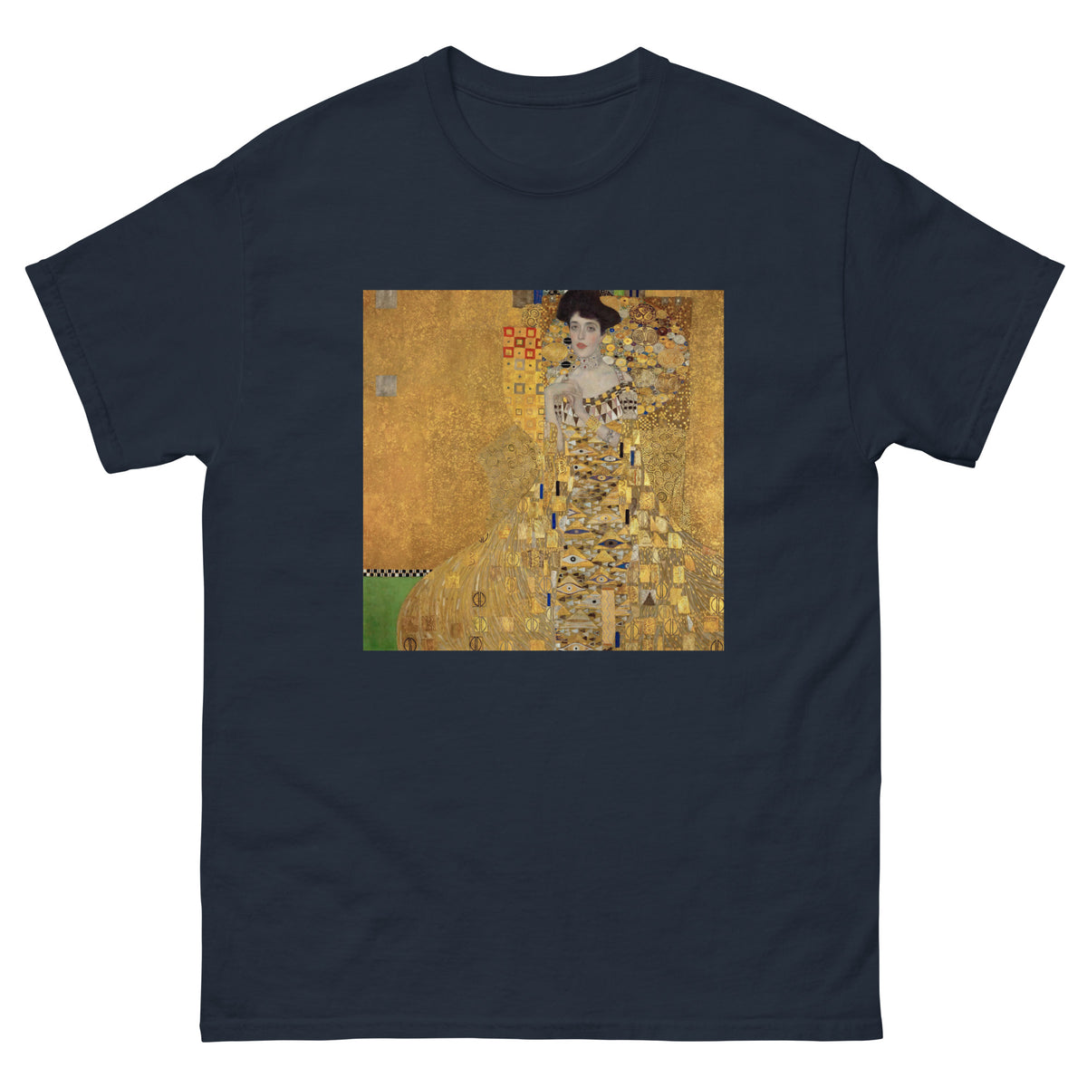 Navy T-shirt Gustav Klimt Portrait Of Adele Bloch-Bauer I Famous Painting Essential