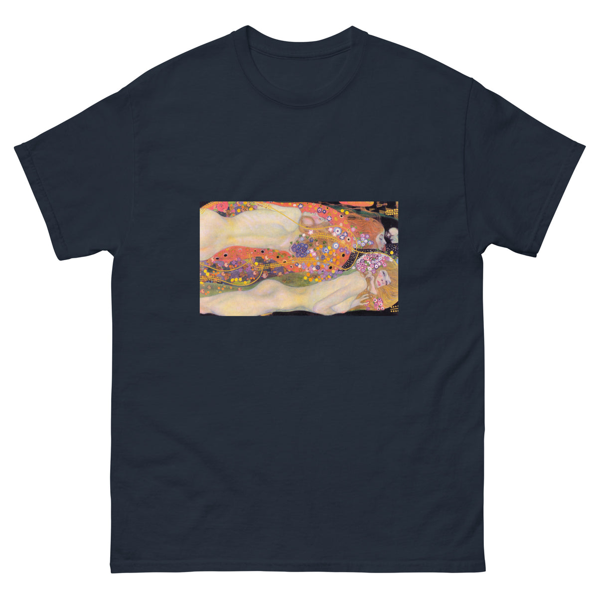 Navy T-shirt Gustav Klimt Water Serpents II Famous Painting Essential