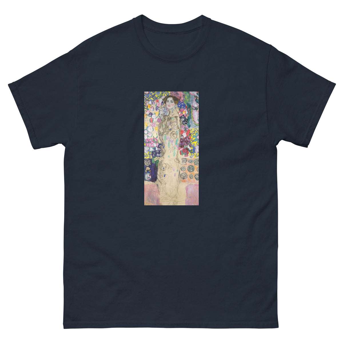 Navy T-shirt Gustav Klimt Portrait Of Maria Munk Famous Painting Essential