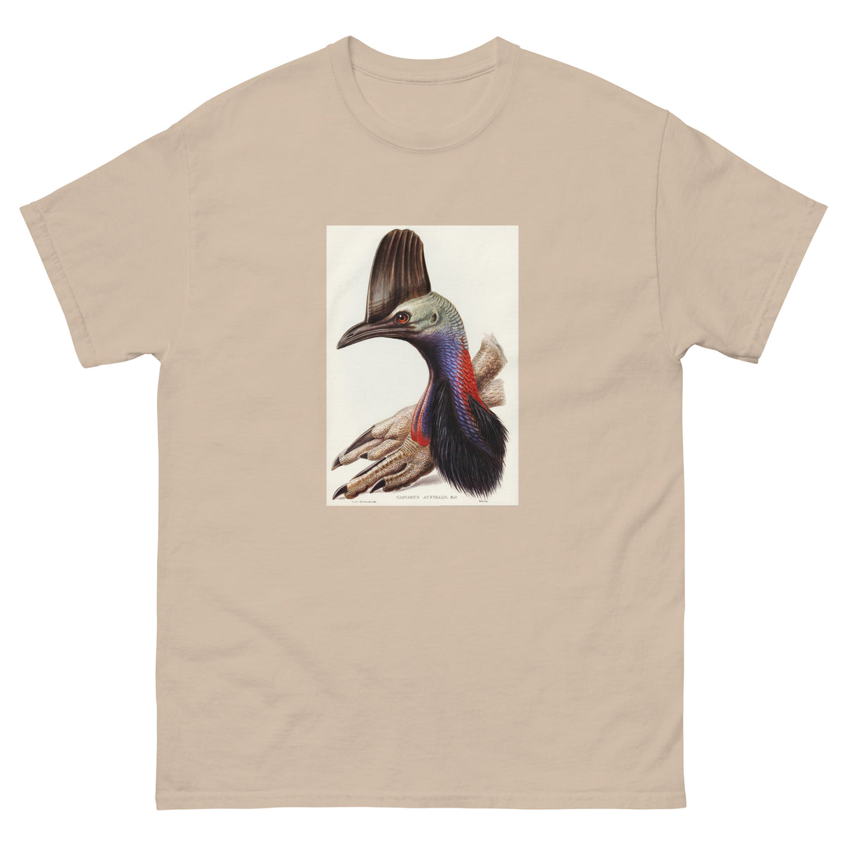 Sand T-shirt Australian Cassowary Casuarius Australis Illustrated - Elizabeth Gould 1804 Essential