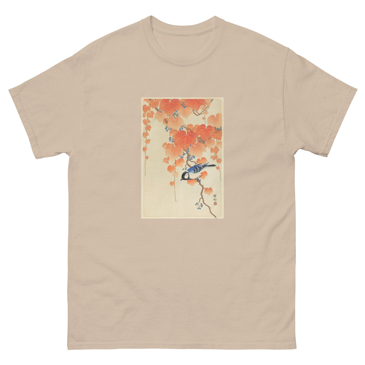 Sand T-shirt Great Tit On Paulownia Branch - Ohara Koson 1925 Essential