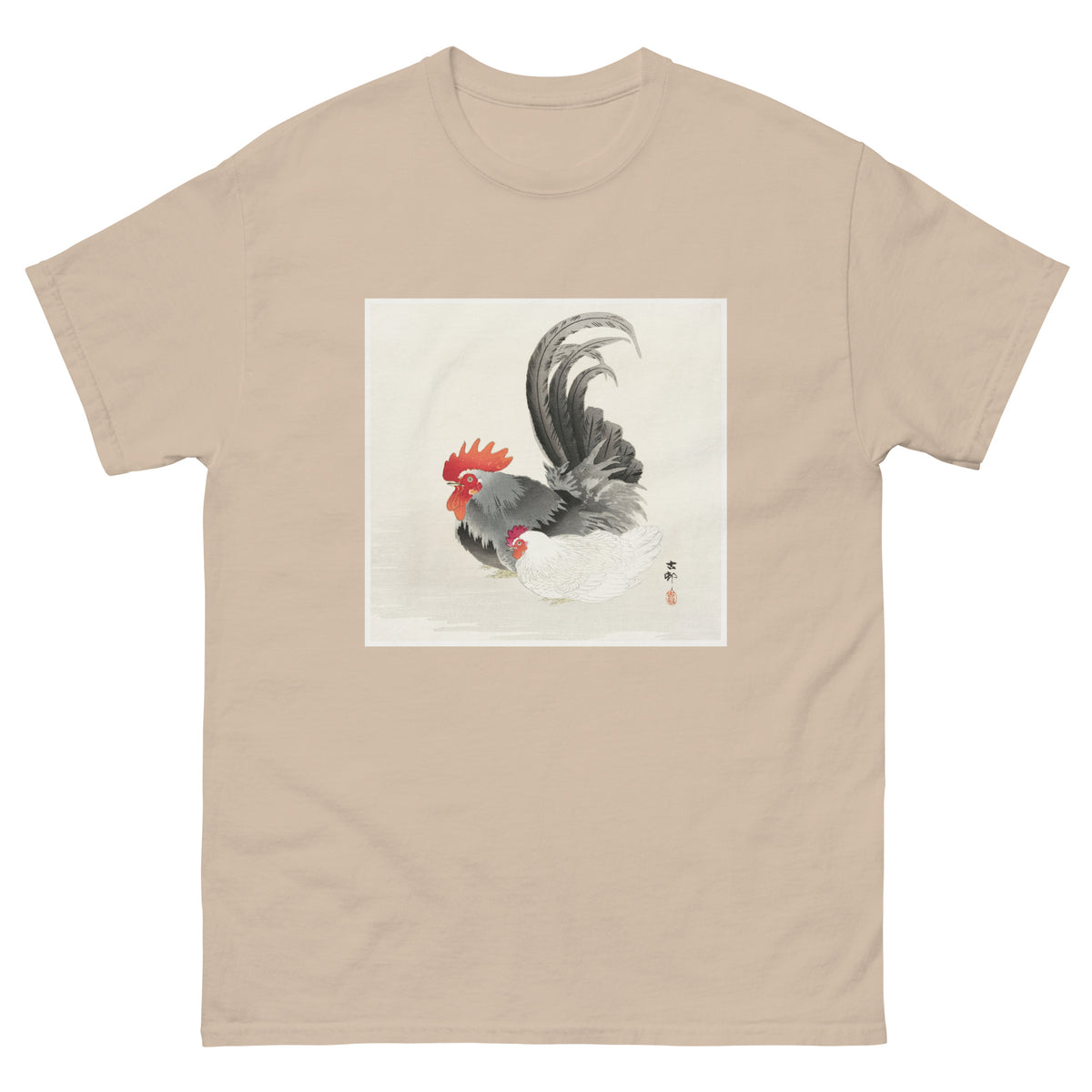 Sand T-shirt Chicken And Cock - Ohara Koson 1900 Essential