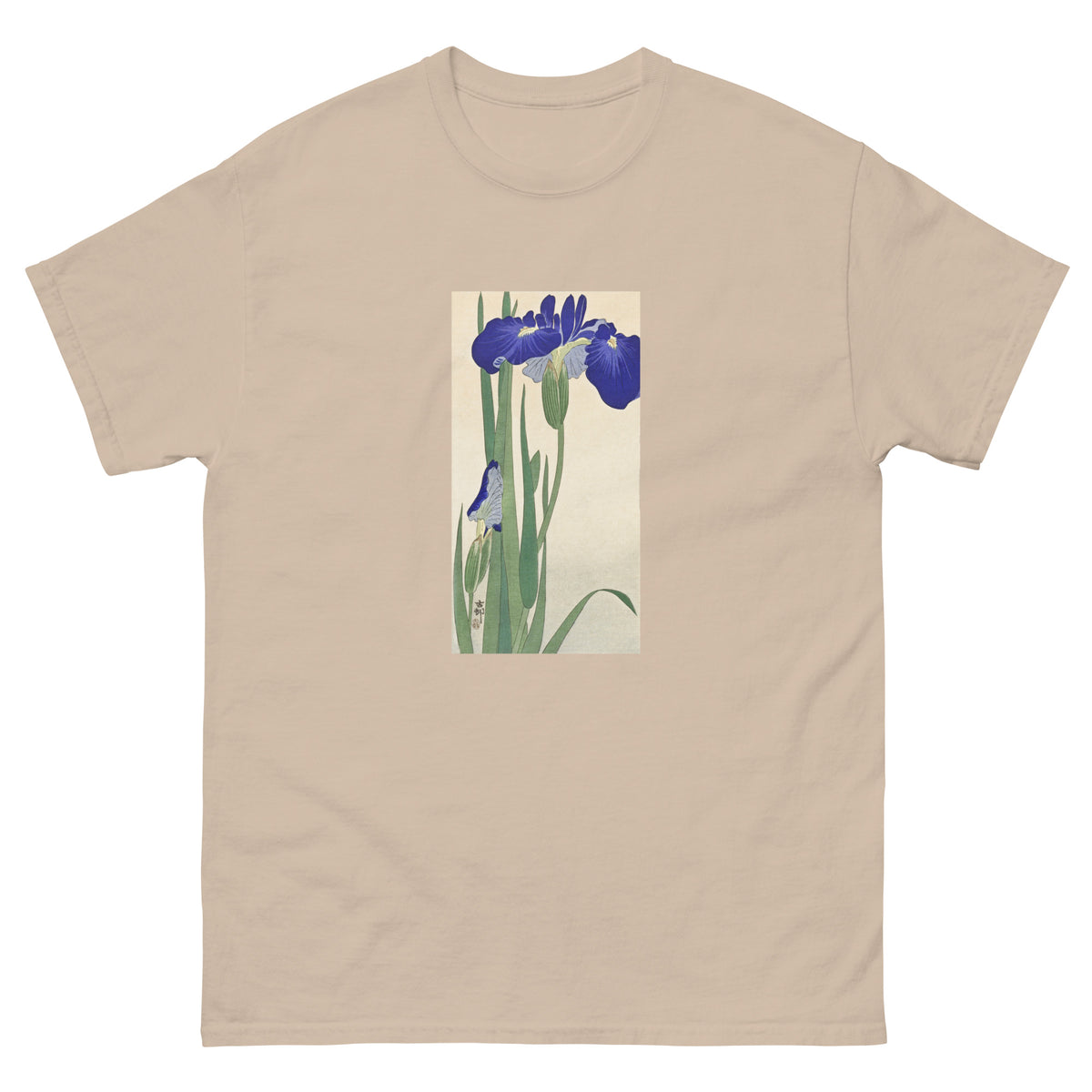 Sand T-shirt Blue Irises - Ohara Koson 1900 Essential