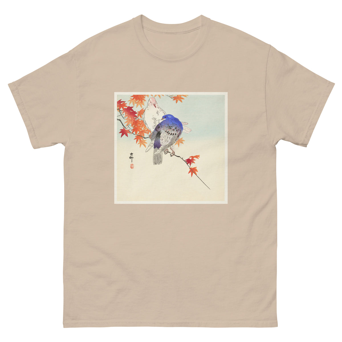Sand T-shirt Two Pigeons On Autumn Branch - Ohara Koson 1900 Essential