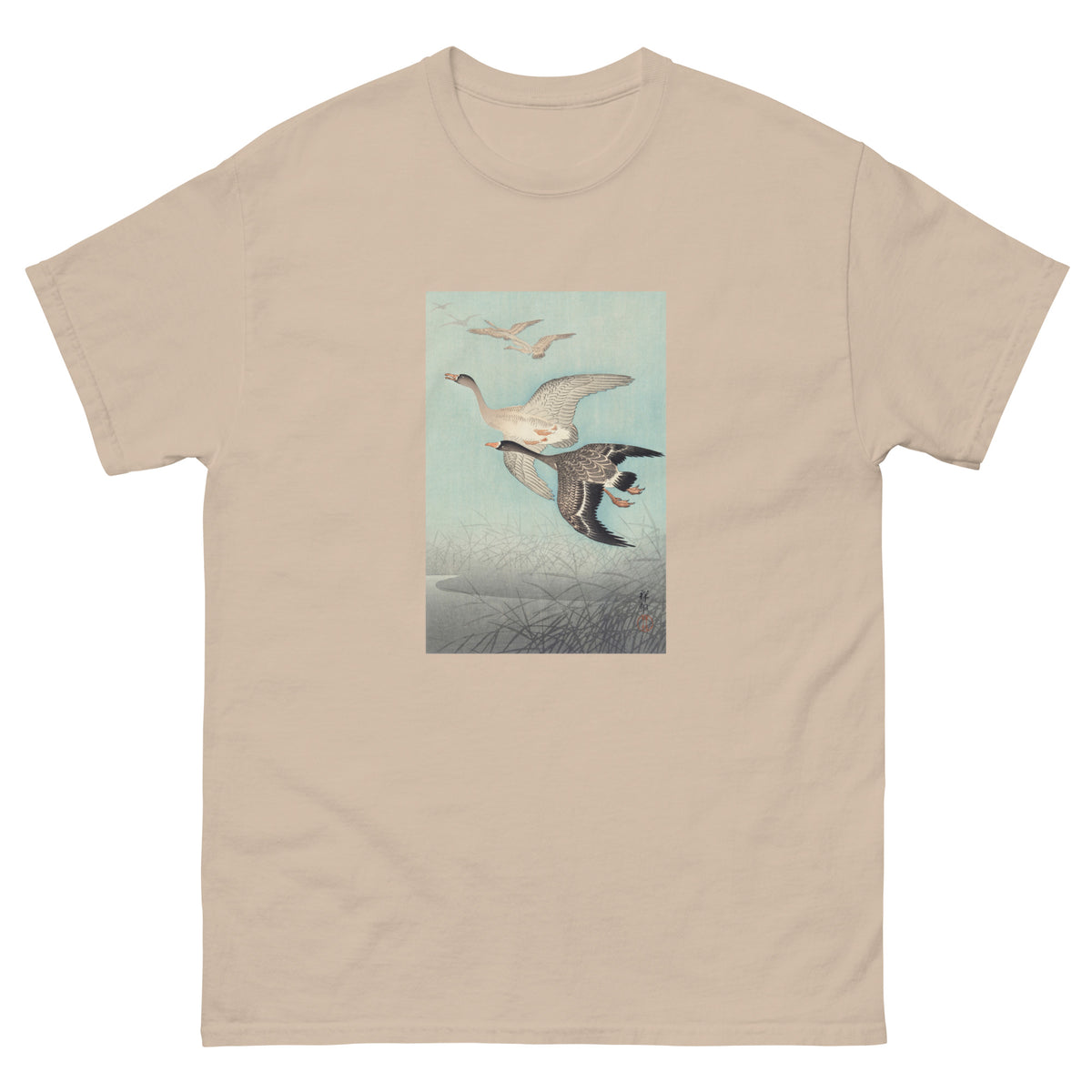 Sand T-shirt Great Geese In Flight - Ohara Koson 1925 Essential