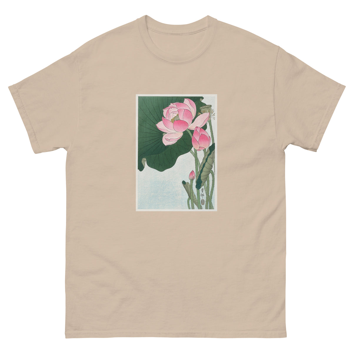 Sand T-shirt Blooming Lotus Flowers - Ohara Koson 1920 Essential