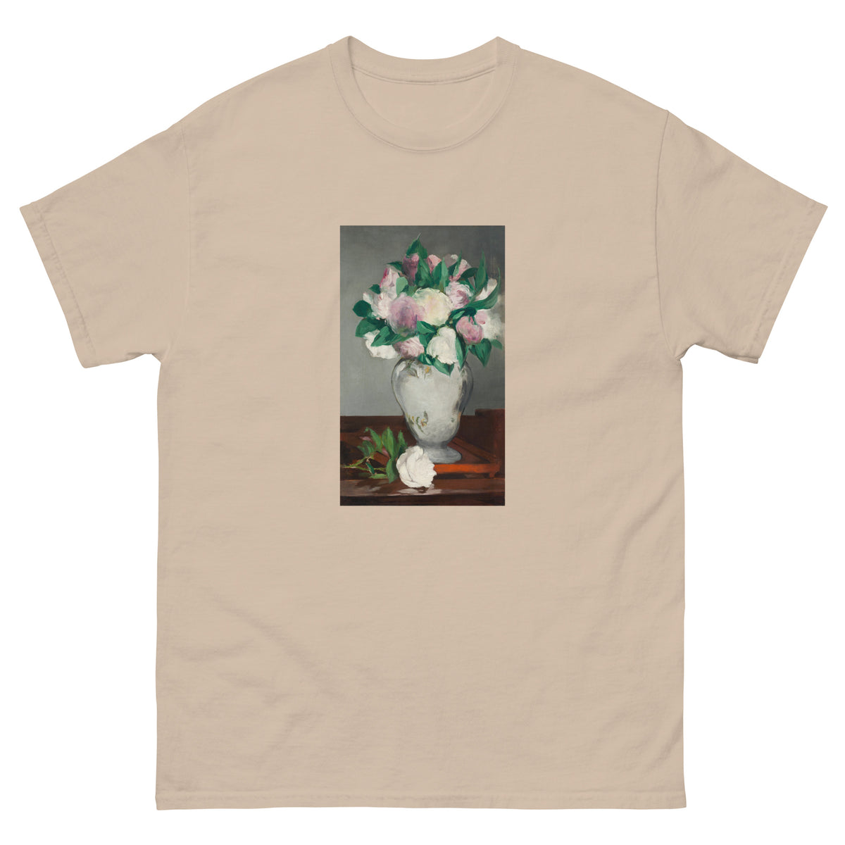 Sand T-shirt Peonies Painting In High Resolution Essential