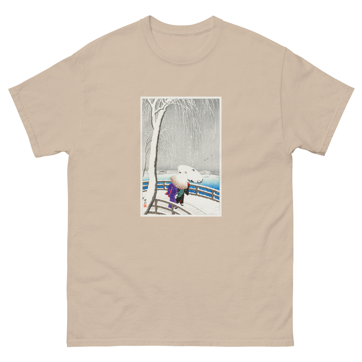 Sand T-shirt Two Women In The Snow On Yanagi Bridge - Ohara Koson 1927 Essential