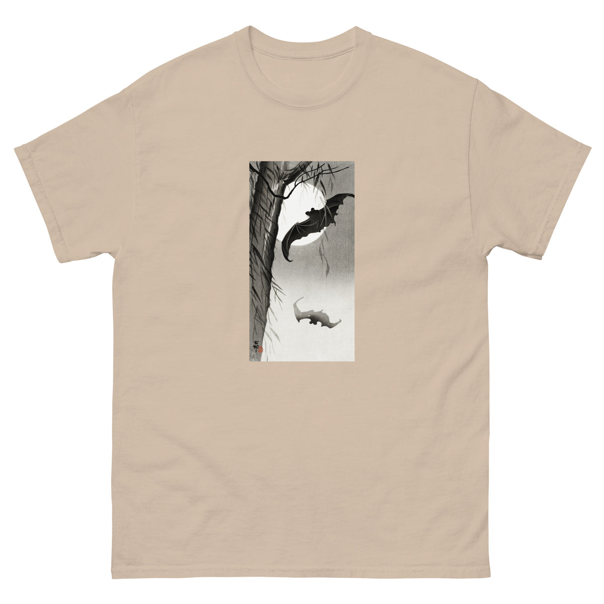 Sand T-shirt Bats Under The Full Moon - Ohara Koson 1900 Essential
