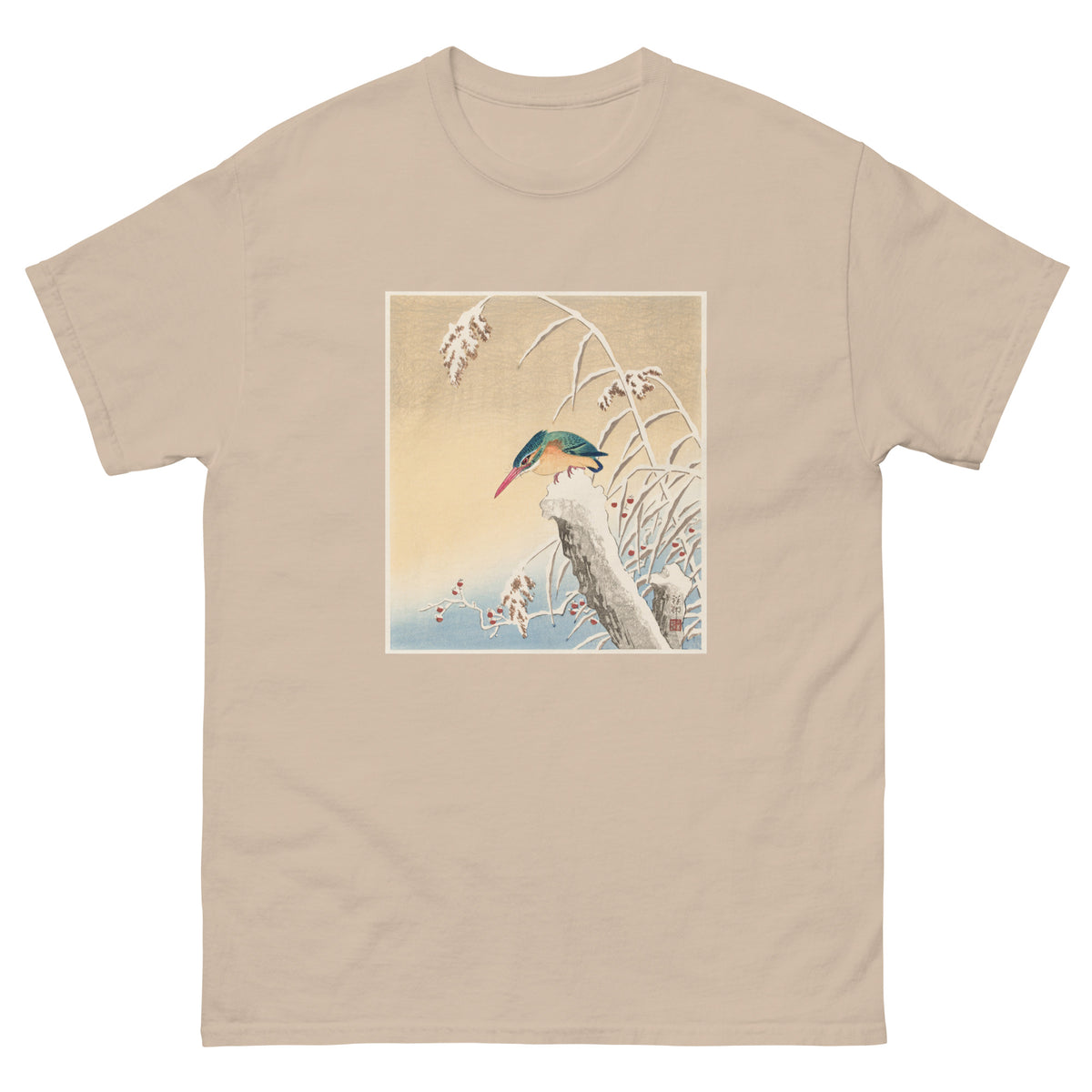 Sand T-shirt Kingfisher In The Snow - Ohara Koson 1925 Essential