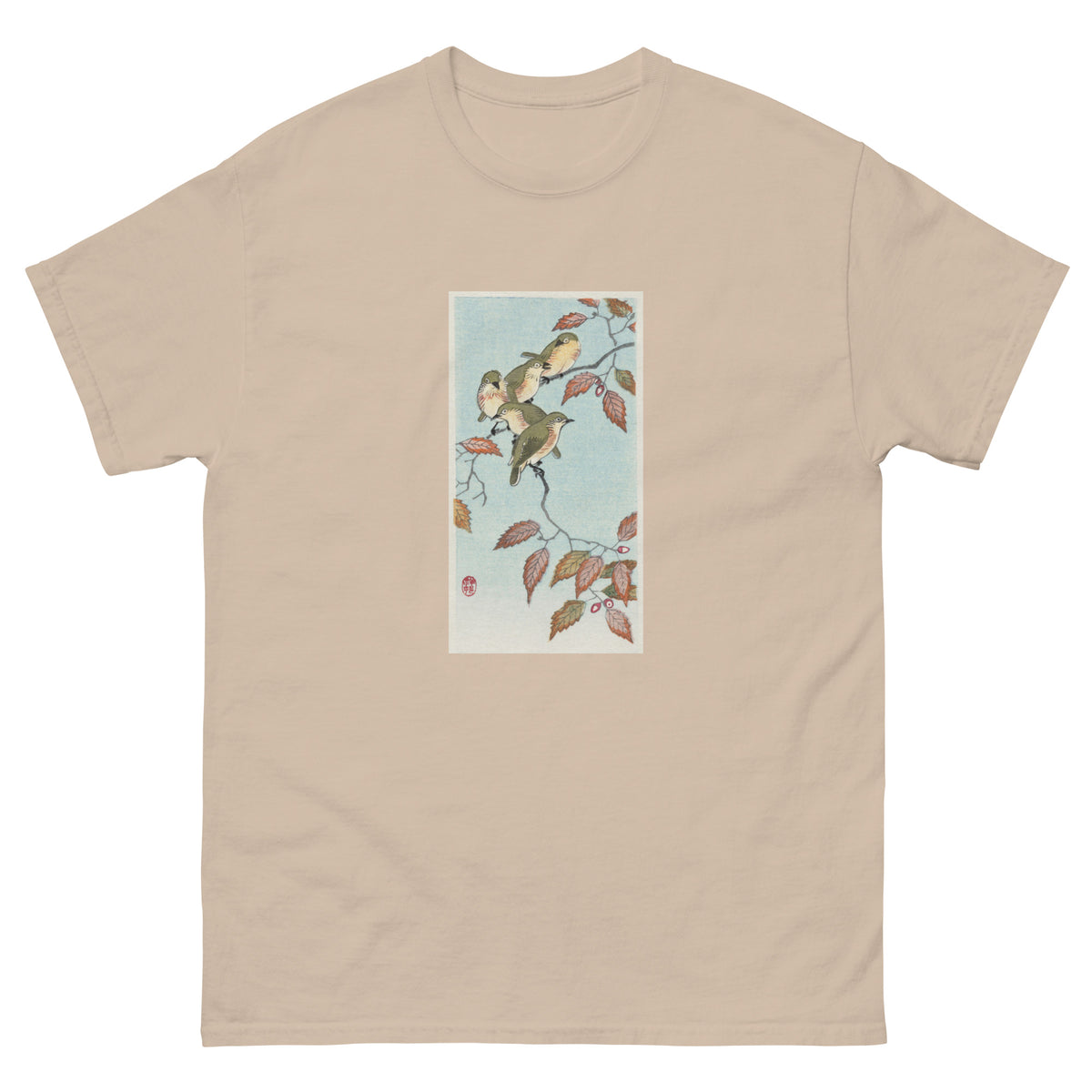 Sand T-shirt Birds On A Branch - Ohara Koson 1900 Essential