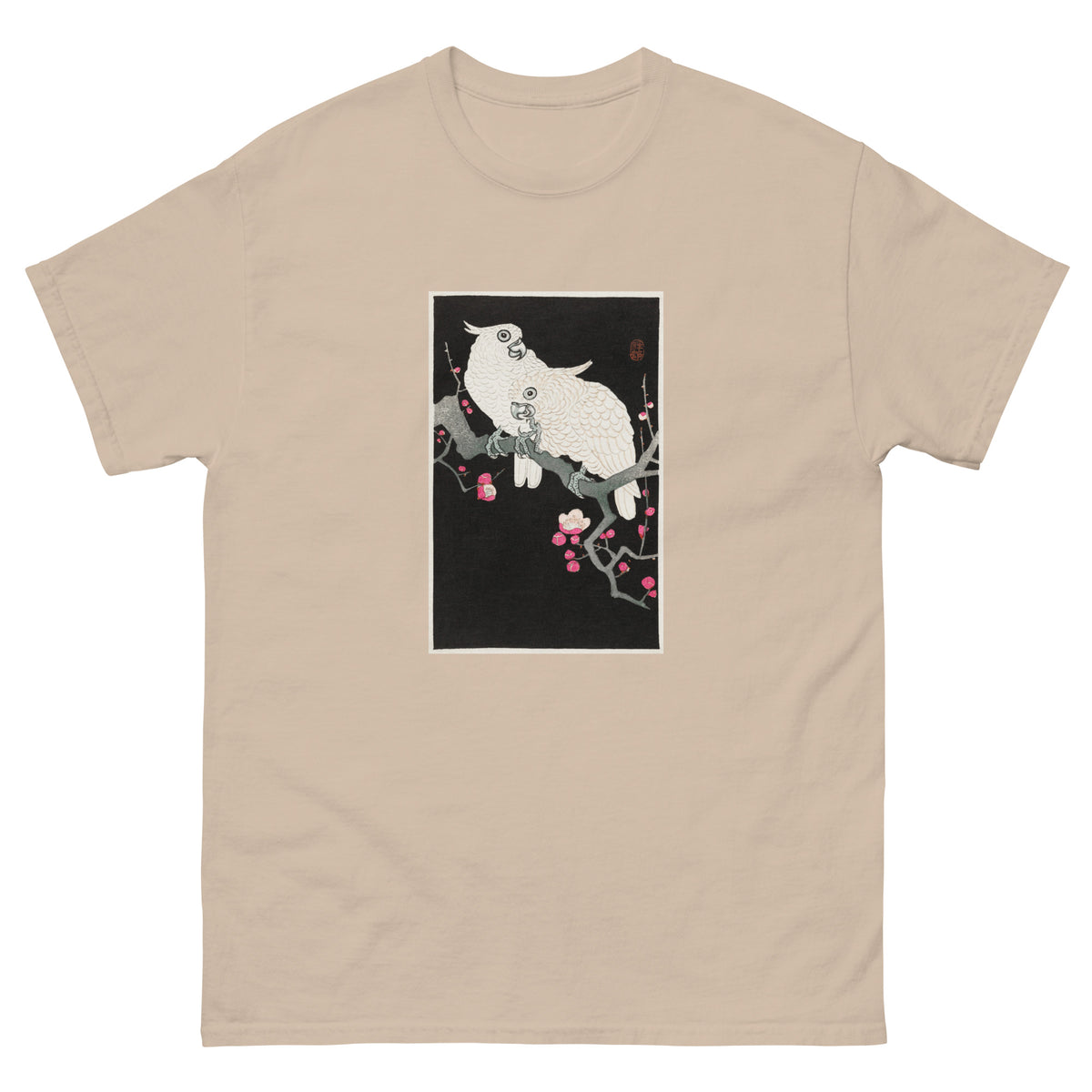 Sand T-shirt Two Cockatoo And Plum Blossom - Ohara Koson 1925 Essential