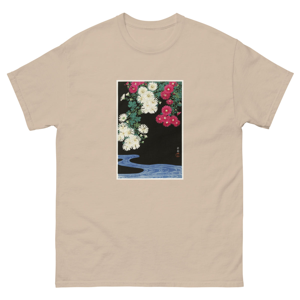 Sand T-shirt Chrysanthemums - Ohara Koson 1925 Essential