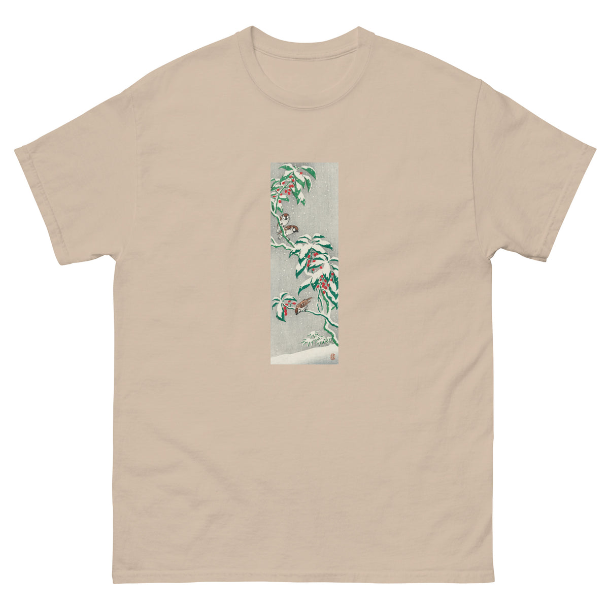 Sand T-shirt Sparrows On Snowy Berry Bush Essential