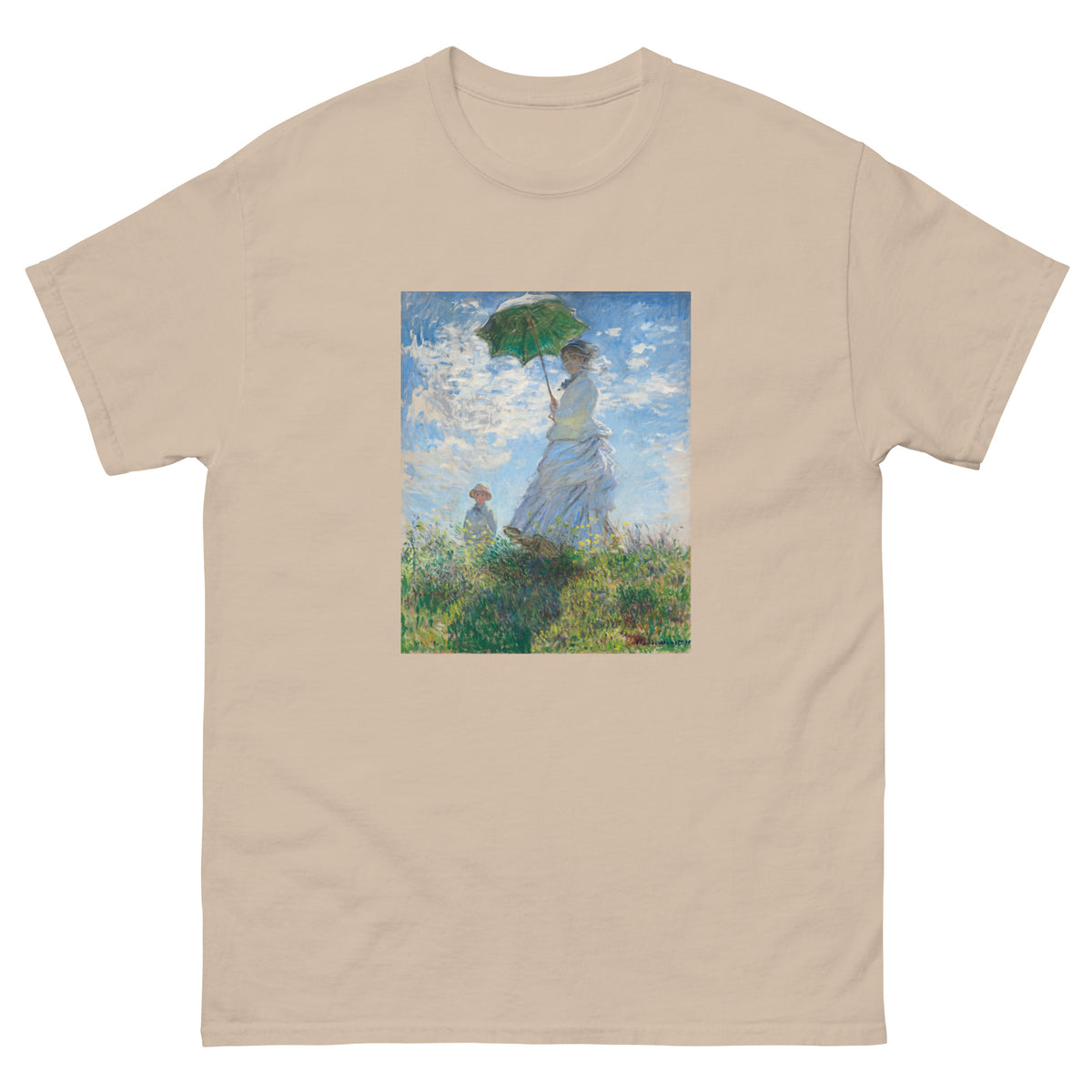 Sand T-shirt Claude Monet S Madame Monet And Her Son Woman With A Parasol Famous Painting Essential