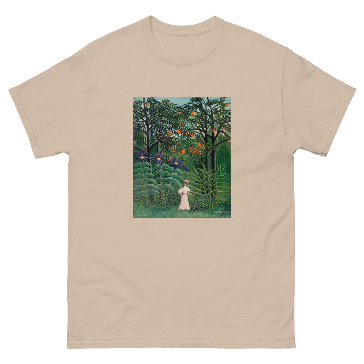 Sand T-shirt Woman Walking In An Exotic Forest Femme Se Promenant Dans Une Foret Exotique Essential