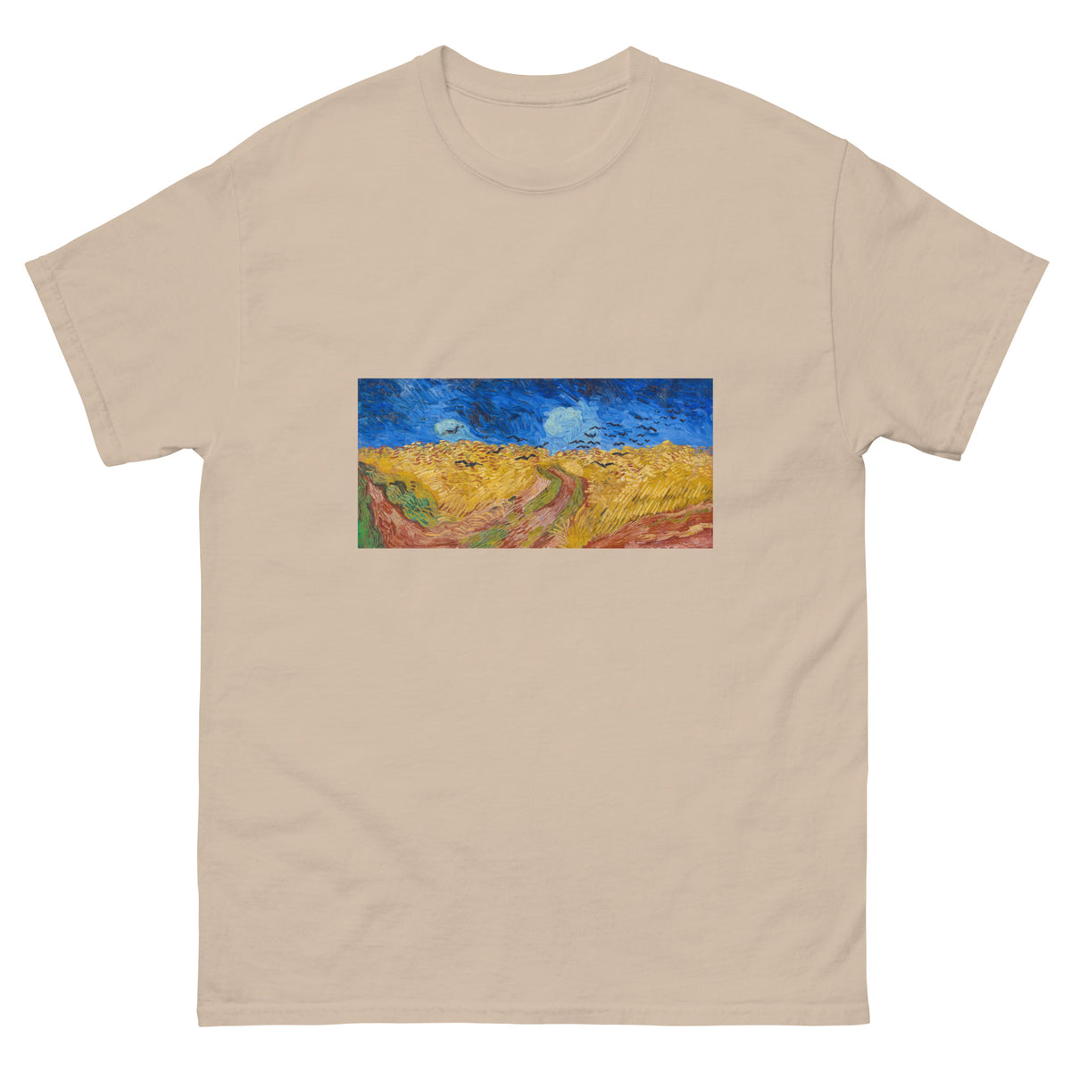 Sand T-shirt Vincent Van Gogh S Wheatfield With Crows Famous Landscape Painting Essential