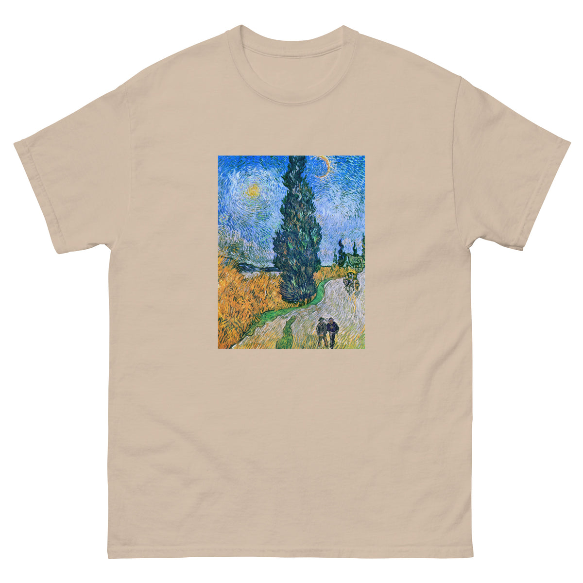 Sand T-shirt Vincent Van Gogh S Road With Cypress And Star Famous Painting Essential