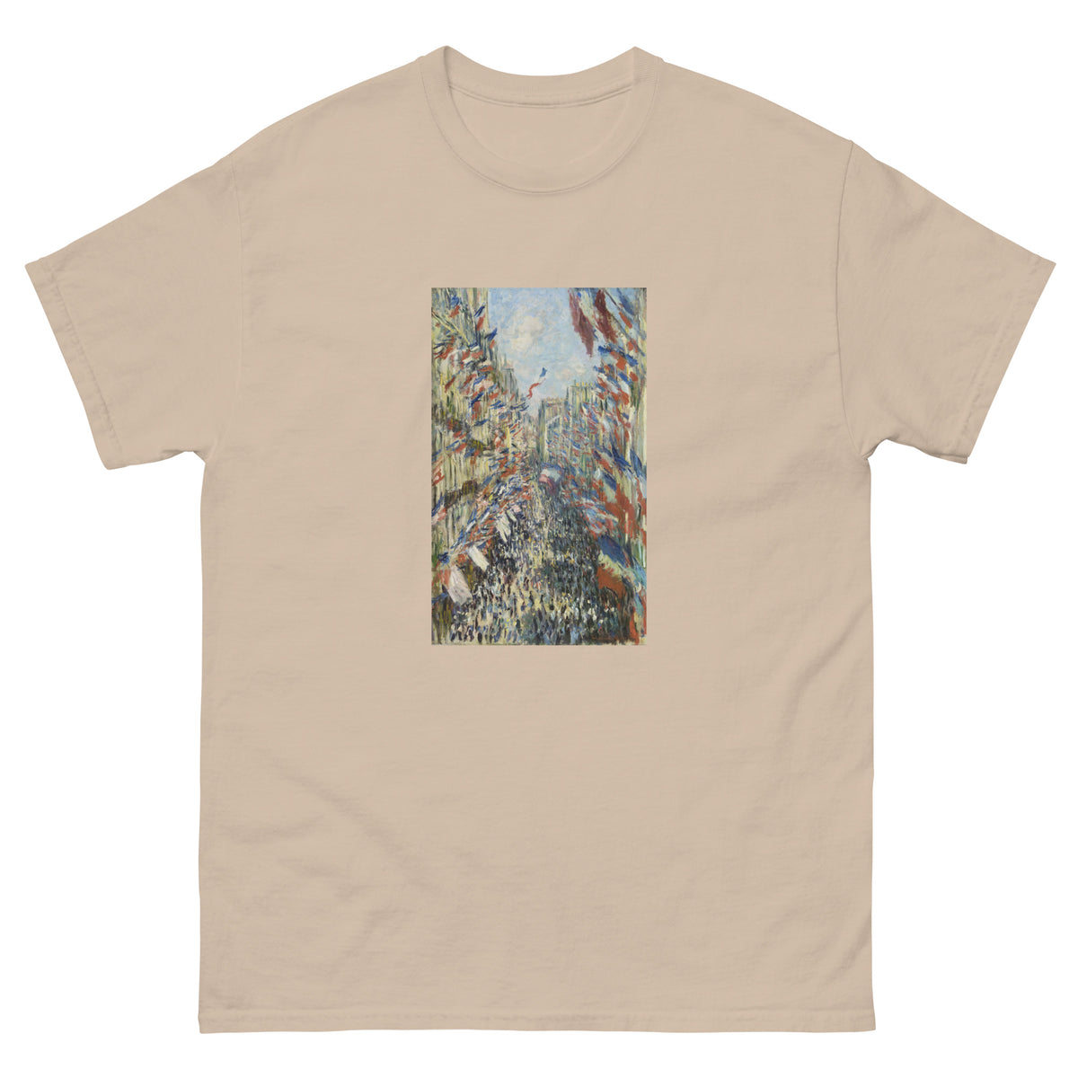 Sand T-shirt Claude Monet S The Rue Montorgueil In Paris Famous Painting Essential