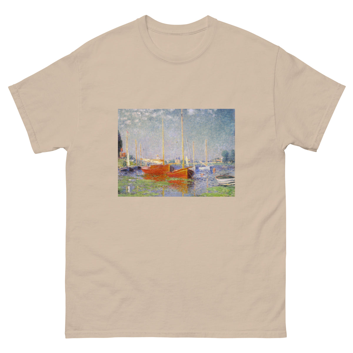 Sand T-shirt Claude Monet S Red Boats At Argenteuil Famous Painting Essential