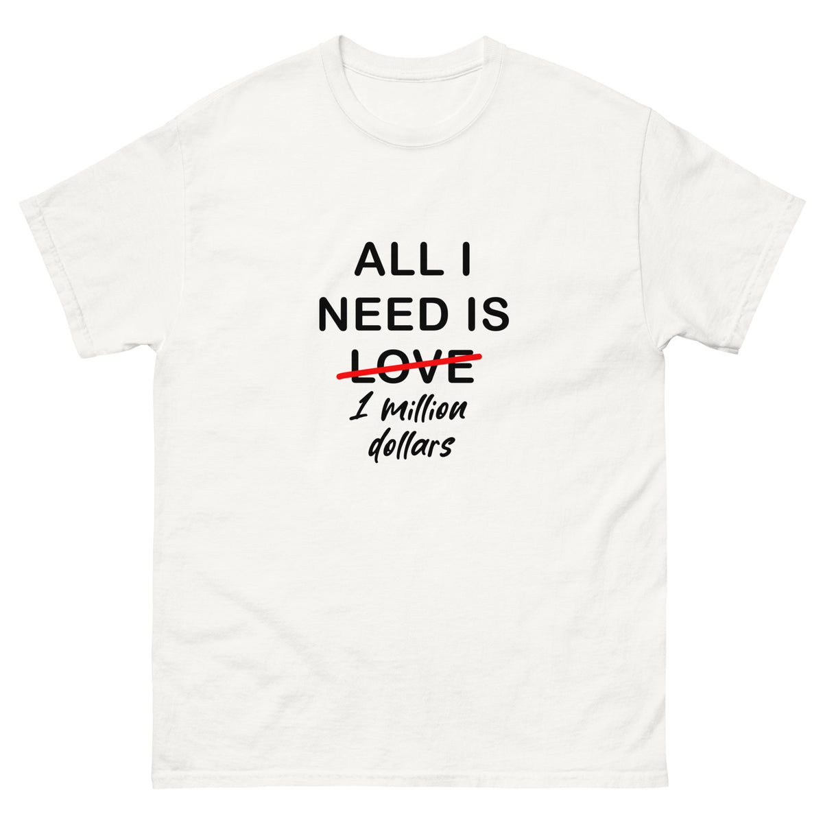 White T-shirt All I Need Is 1 Million Dollars Essential