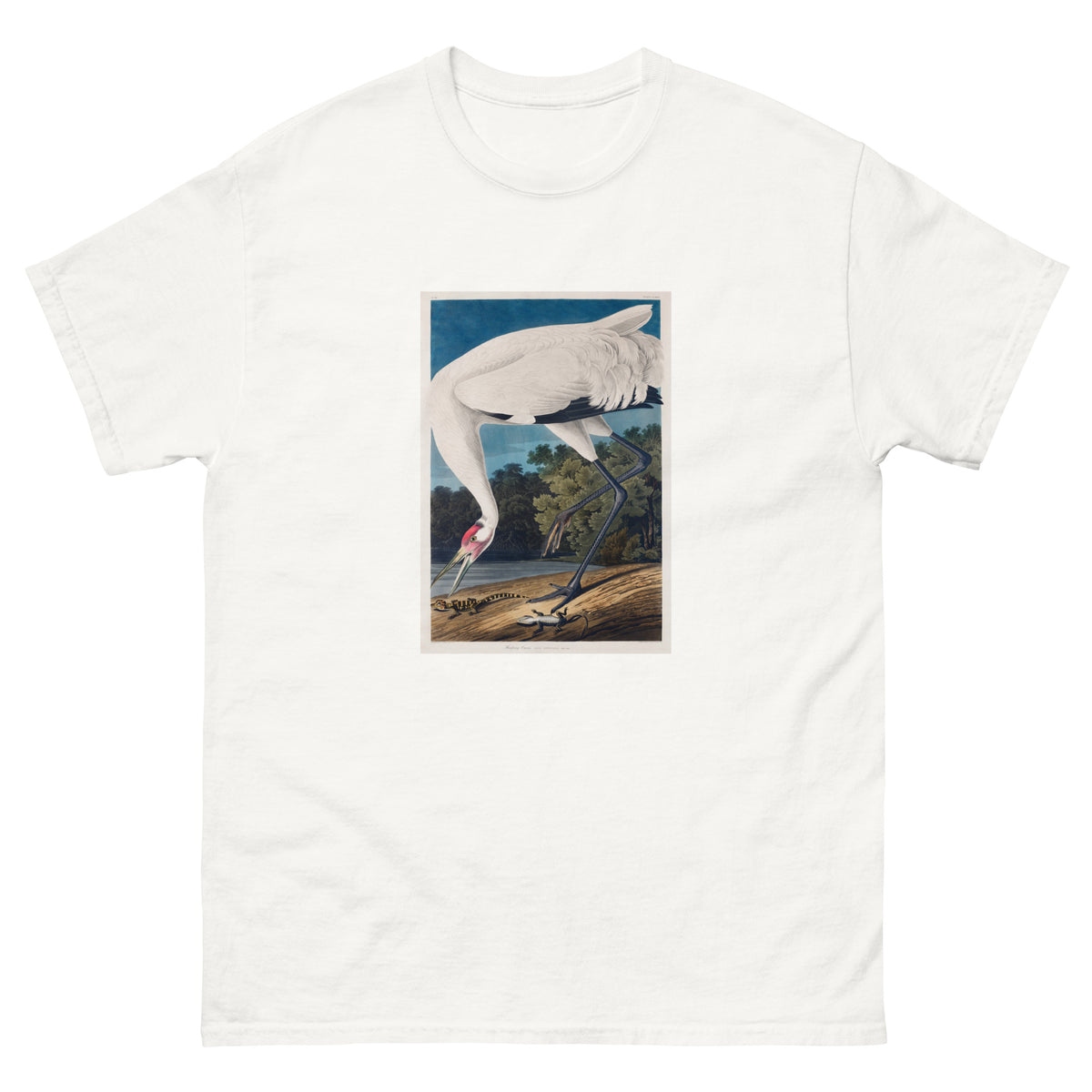 White T-shirt Hooping Crane Essential