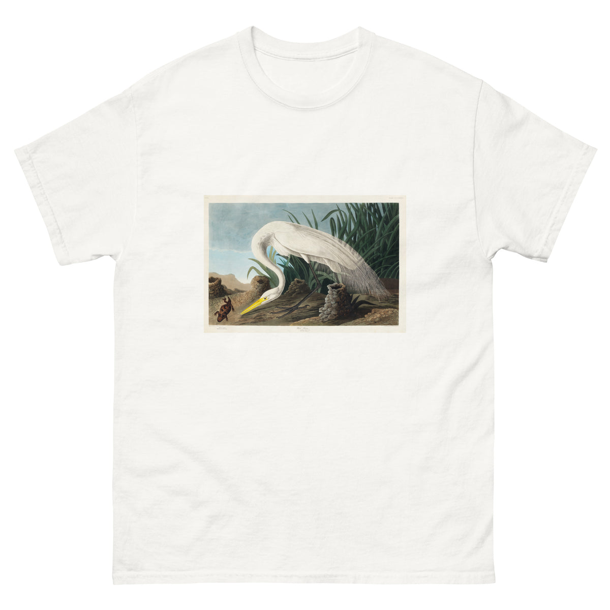 White T-shirt White Heron Essential