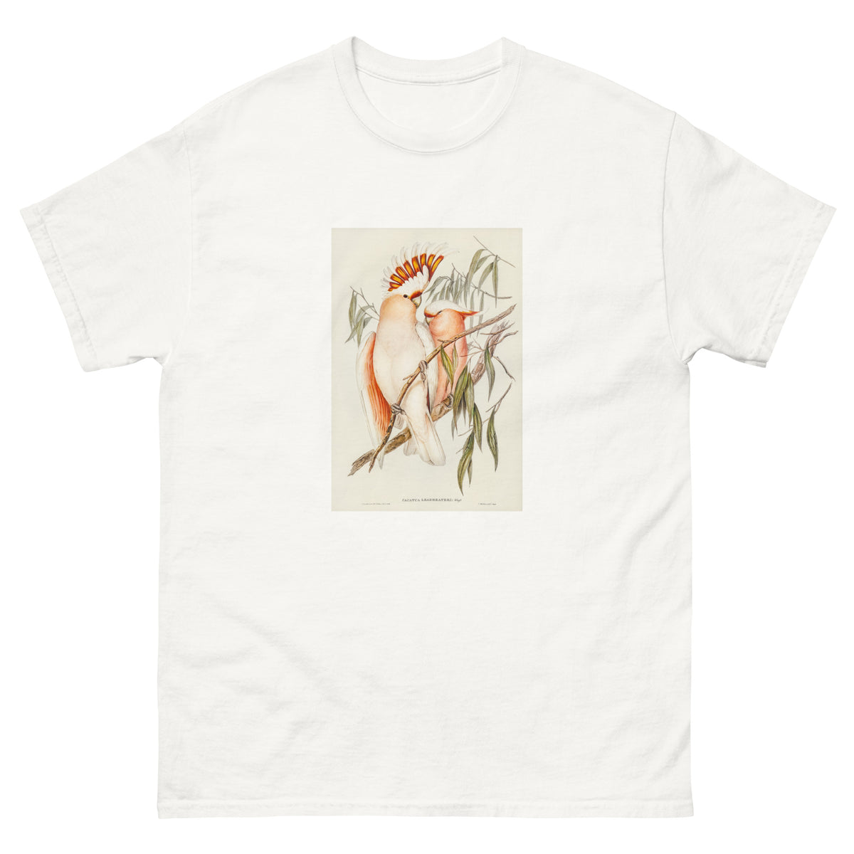 White T-shirt Leadbeater S Cockatoo Cacatua Leadbeaterii Illustrated - Elizabeth Gould 1804 Essential