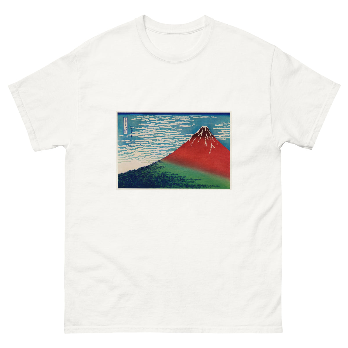 White T-shirt Katsushika Hokusai S Fine Wind Clear Morning A Famous Traditional Japanese Ukyio-E Style Illustration Of Mount Fuji Essential