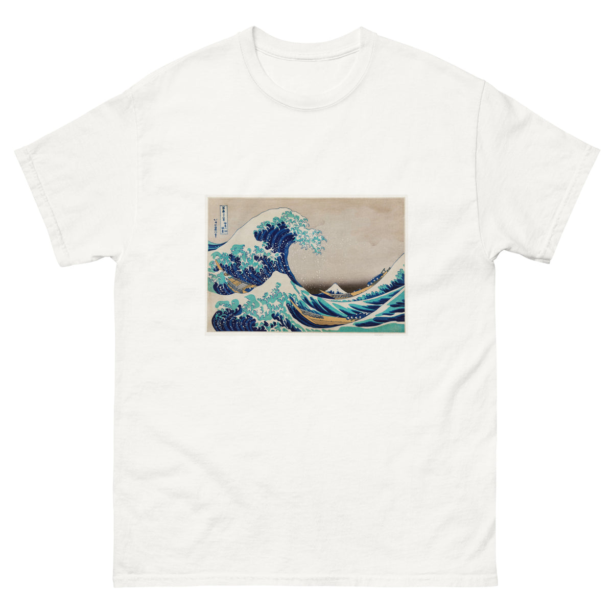 White T-shirt Katsushika Hokusai S The Great Wave Off Kanagawa Famous Vintage Woodblock Print For Wall Art And Poster Essential