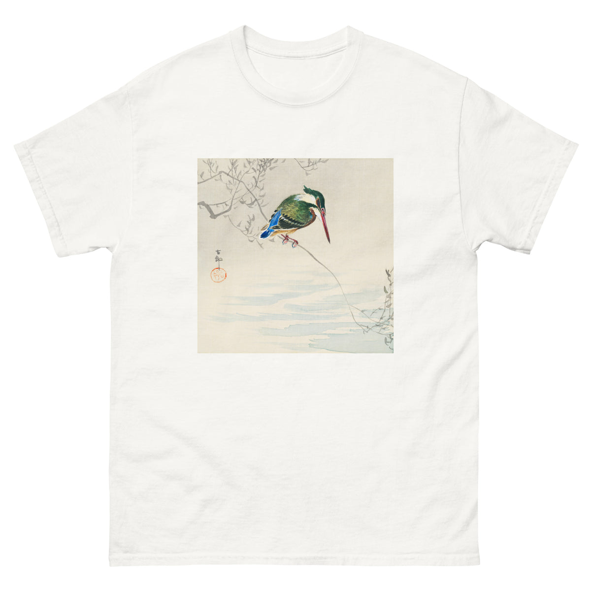 White T-shirt A Kingfisher - Ohara Koson 1920 Essential