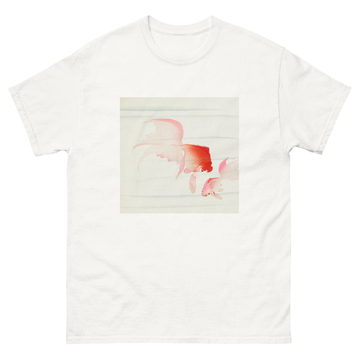 White T-shirt Gold Fish - Ohara Koson 1900 Essential