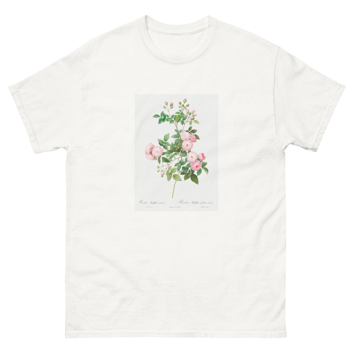 White T-shirt Flesh-Pink Multiflora Rosa Multiflora Carnea Essential